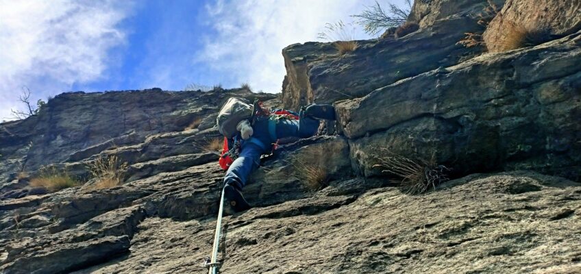 uno dei tiri più belli della via Antica, un divertente diedro verticale