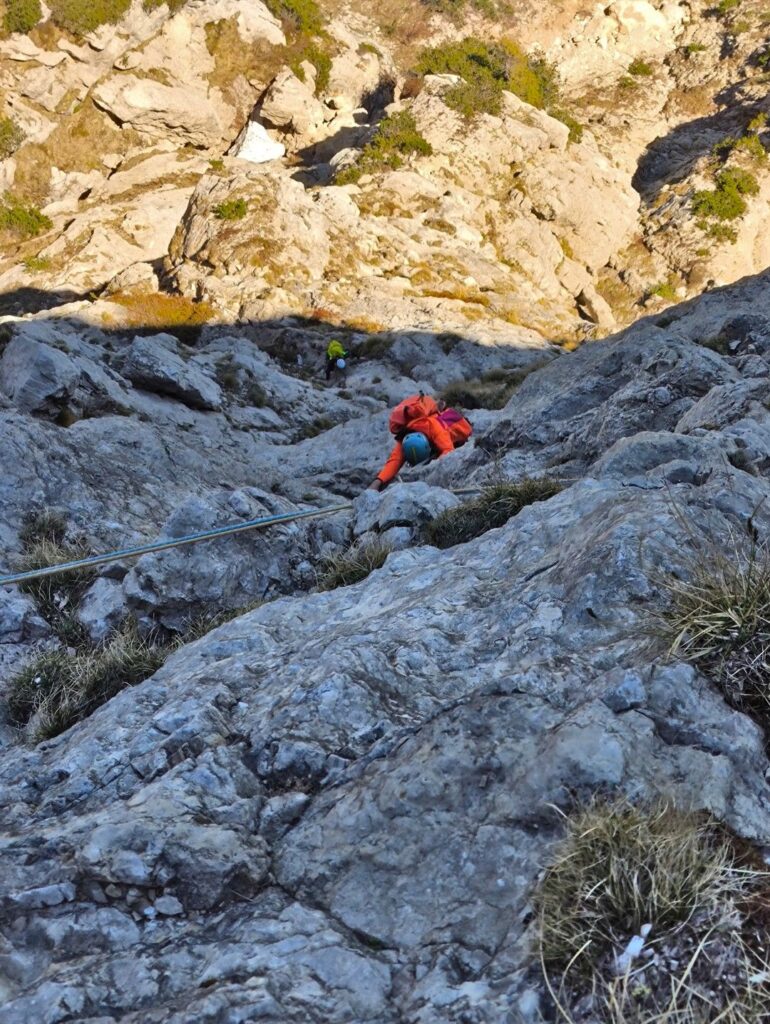 uscita del quinto tiro, con un ostico passetto il leggero strapiombo