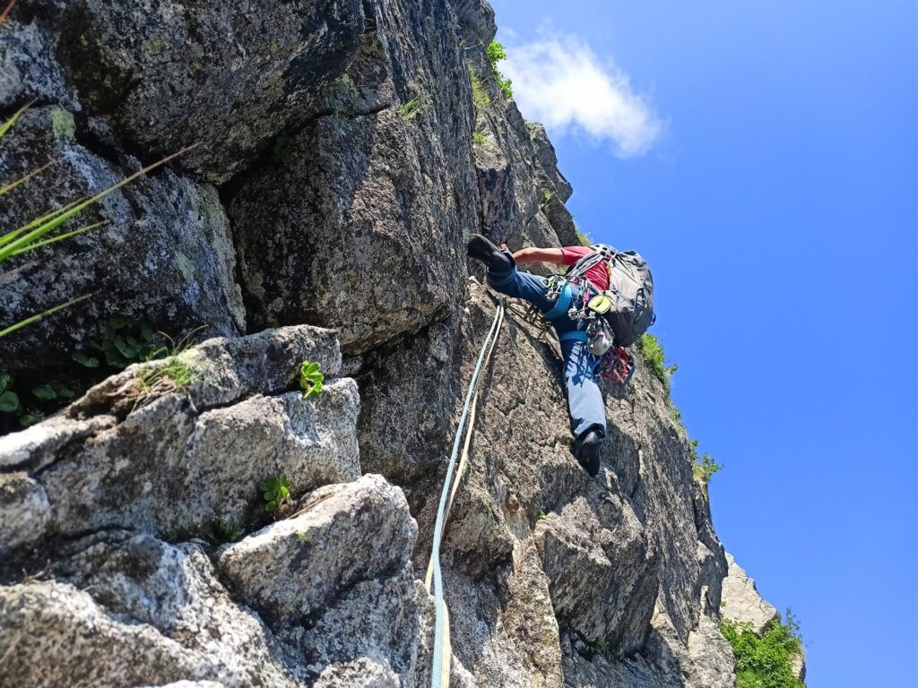 quinto tiro, in verticale sopra la sosta