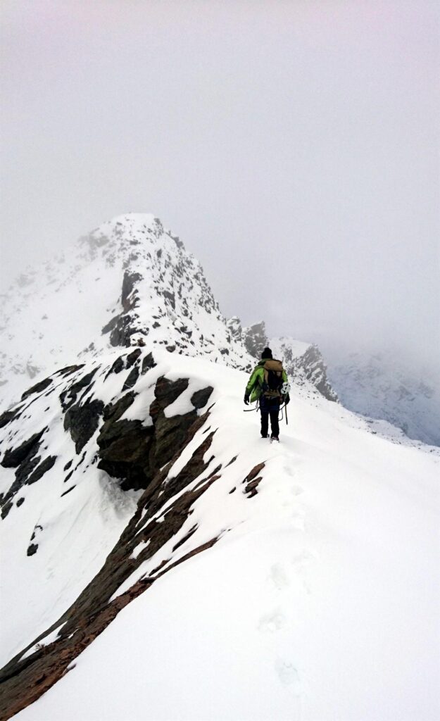 Eccoci giunti in cresta, con la cima di val Loga Meridionale sullo sfondo. Eccoci giunti in cresta, con la cima di val Loga Meridionale sullo sfondo.