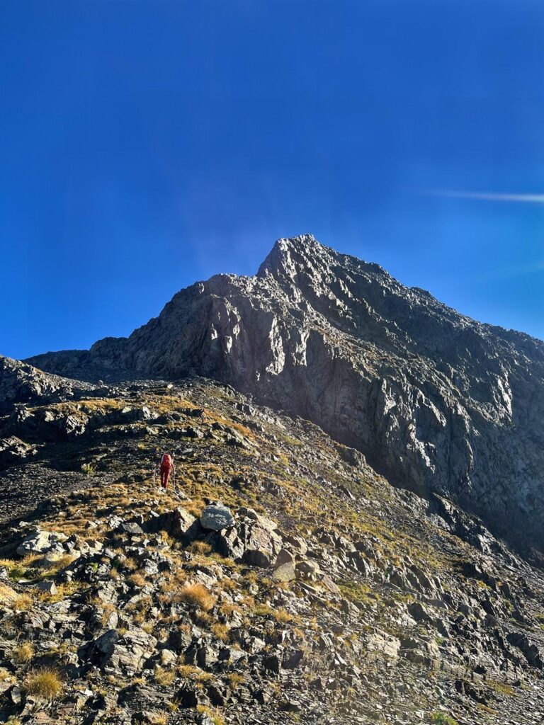 su sfasci e erba ci avviciniamo alla base della cresta su sfasci e erba ci avviciniamo alla base della cresta